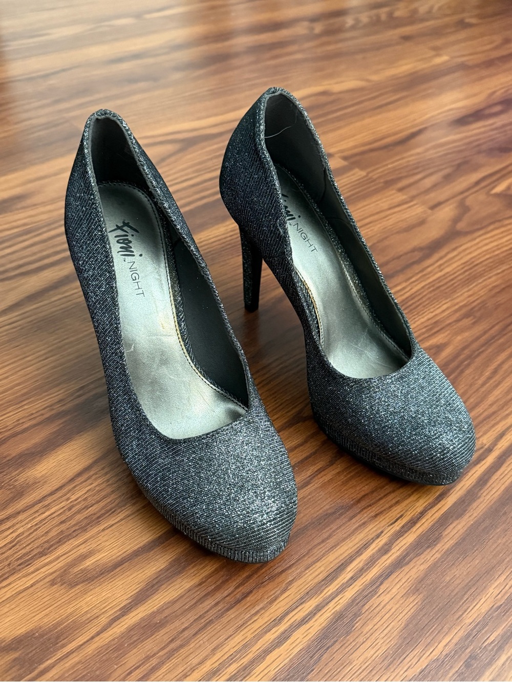 Women's Glitter Black High Heel Pumps